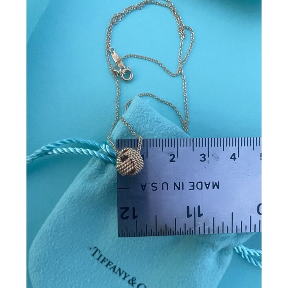 Tiffany & Co 18k Gold Mesh Twist knot Bead Ball 10mm Necklace 16” - Picture 7 of 12